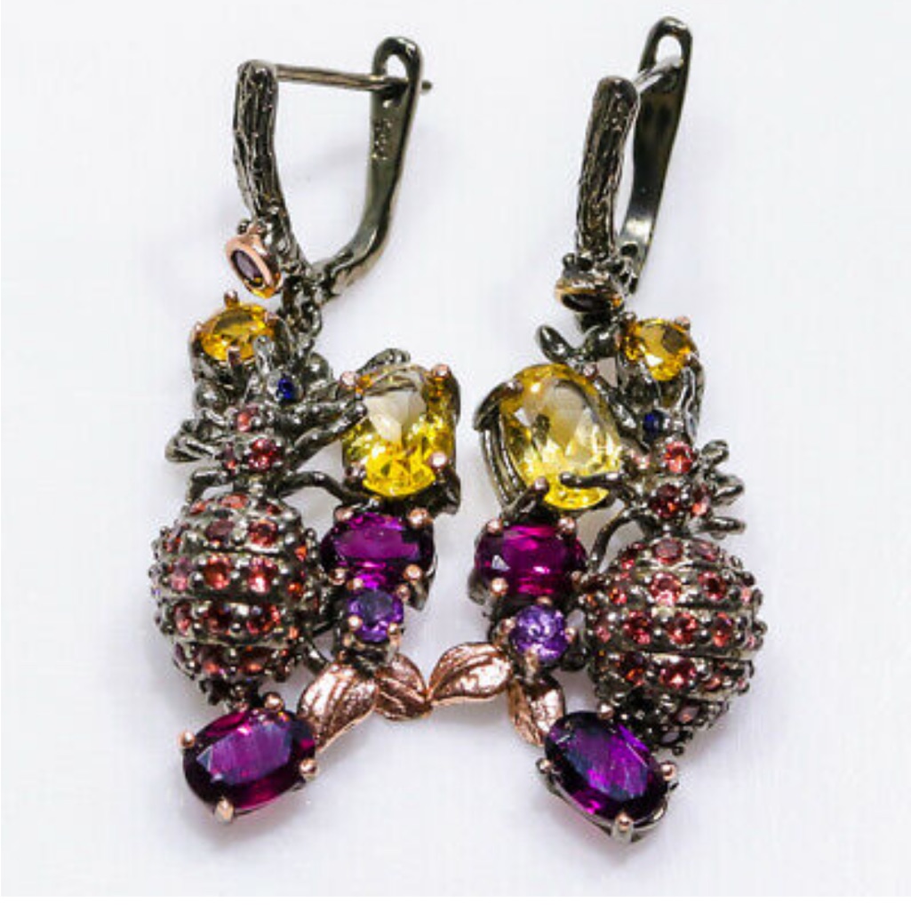 Exquisite Genuine Citrine Earrings With Gemstones